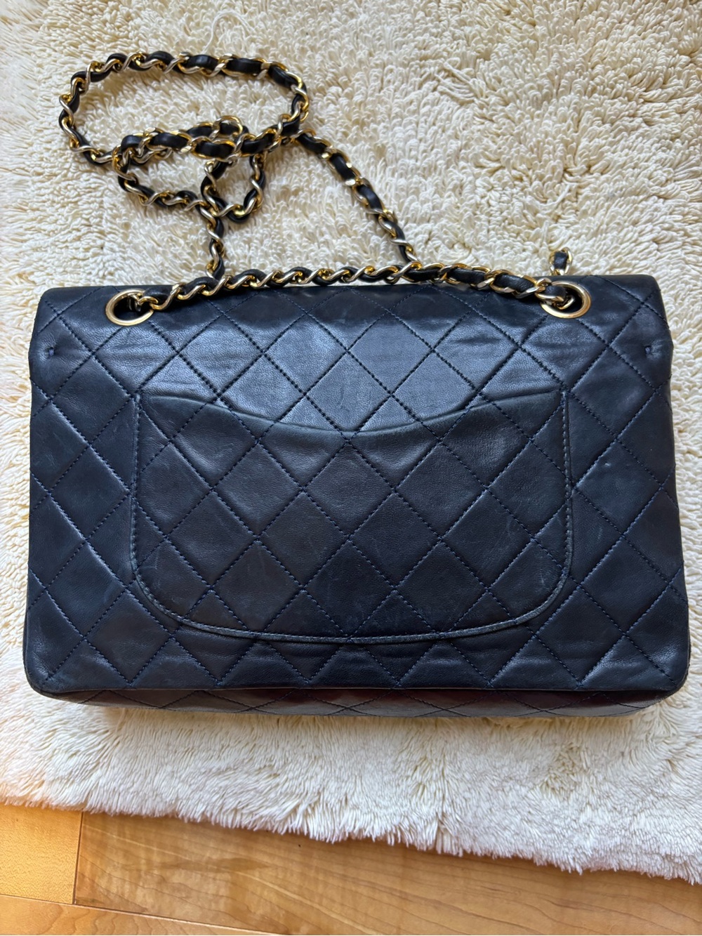 CHANEL Double Flap Black Quilted Shoulder Bag with Gold Chain & CC Lock - Picture 2 of 16